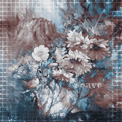 soave background animated flowers vase blue brown - Безплатен анимиран GIF