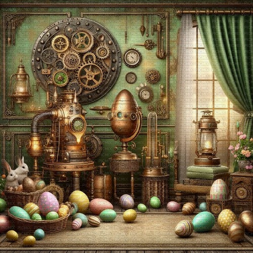 Background - Steampunk - Easter - darmowe png