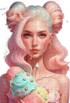 surreal fantasy pastel ice cream girl - png ฟรี