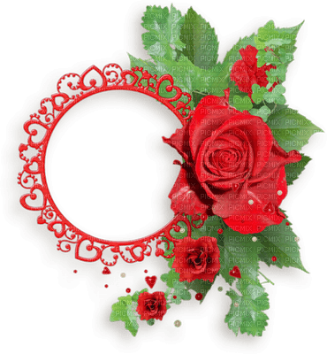 frame cadre rahmen circle flower fleur rose roses red plant deco heart coeur tube love valentine valentin - png gratis
