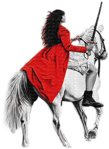 soave woman fantasy horse warrior red black white - PNG gratuit