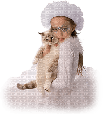 child with cat enfant chat - zdarma png