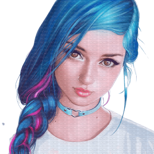 woman dolceluna blue hair summer - PNG gratuit