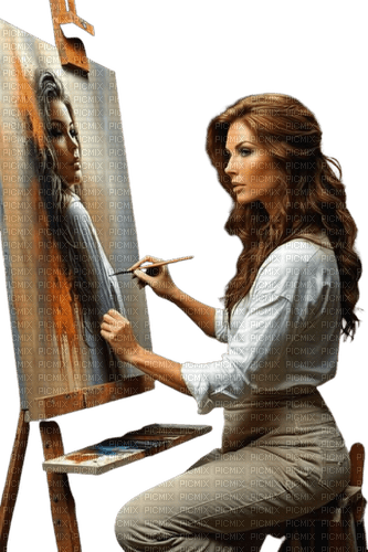 Mujer Pintora -- Rubicat - png gratis