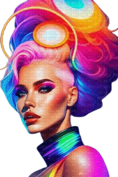 fantasy woman rainbow neon - nemokama png