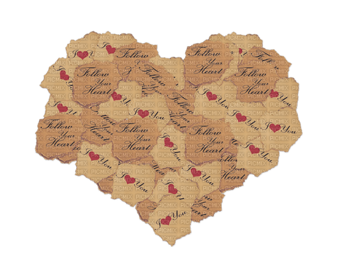 vintage paper heart Bb2 - безплатен png
