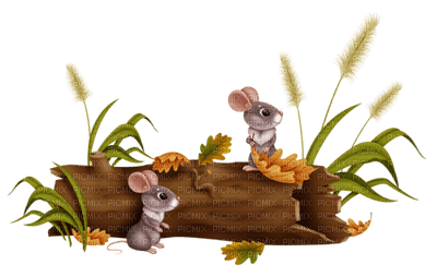 tree trunk with mice - безплатен png