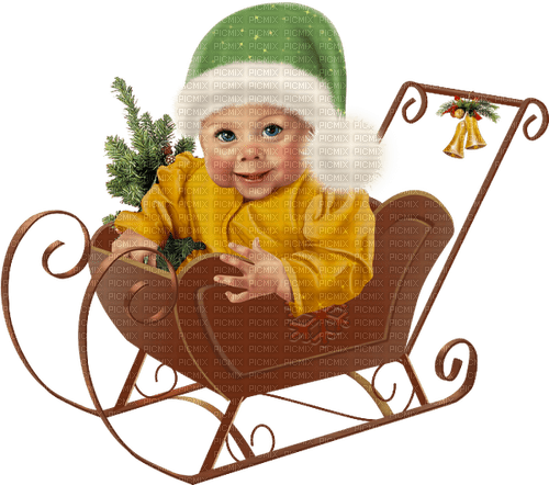 Christmas, sled, boy, winter. Leila - nemokama png
