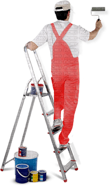 Kaz_Creations Man Homme Painter On Ladder - 免费PNG