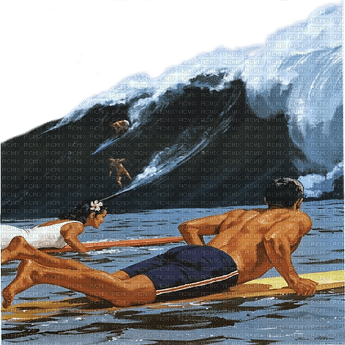 summer surf man woman water wave - 無料png