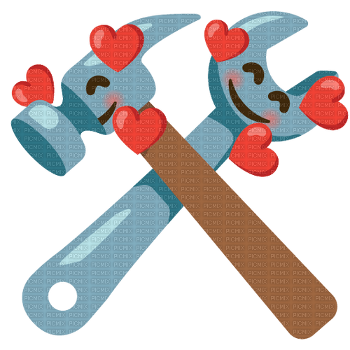 Emoji Kitchen hammer and wrench in love - nemokama png