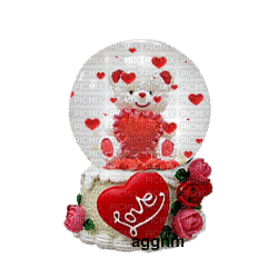 valentines day snow globe - Animovaný GIF zadarmo