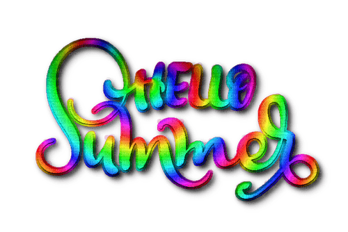 Hello Summer.Text.Rainbow - PNG gratuit