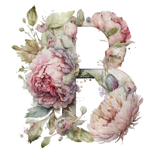 B, letter, flowers, summer, lettre, fleurs, été - Δωρεάν κινούμενο GIF