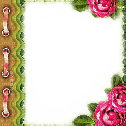 soave frame vintage flowers rose lace pink green - Free PNG