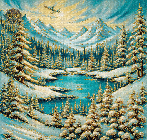 loly33 fond paysage hiver - Δωρεάν κινούμενο GIF