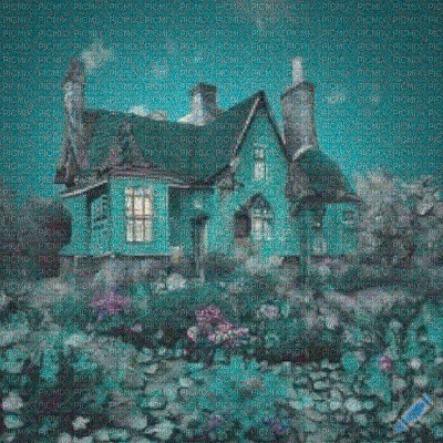 Teal Victorian House - nemokama png