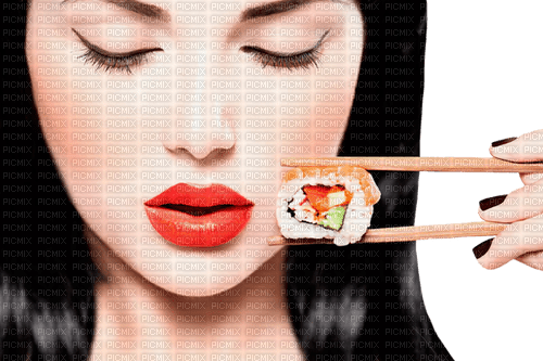 woman with sushi by nataliplus - bezmaksas png