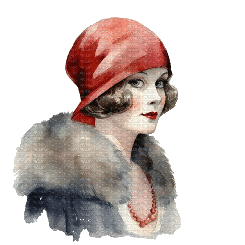 woman red hat femme chapeau rouge - GIF animate gratis