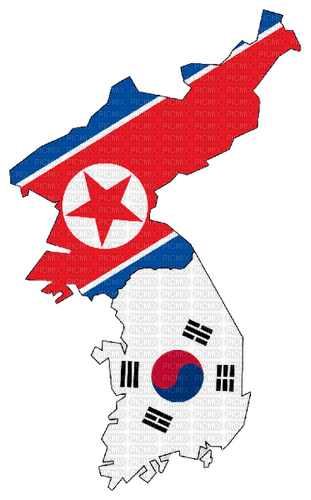 North and South Korea flag map - фрее пнг