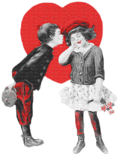 soave valentine couple chidren vintage heart - ücretsiz png