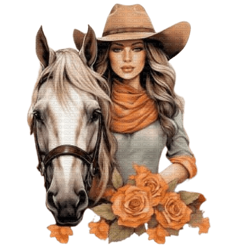 frau, woman, femme, cowgirl, autumn - ücretsiz png
