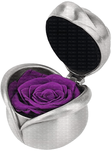 Box Silver Rose Violet Deco - Bogusia - PNG gratuit
