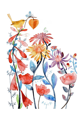watercolor flowers Bb2 - PNG gratuit