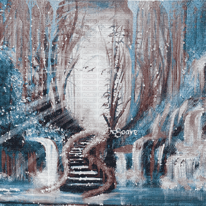 soave background animated forest fantasy painting - GIF เคลื่อนไหวฟรี