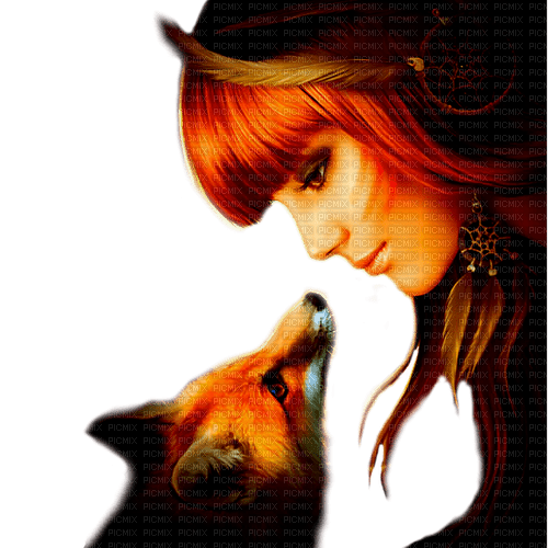 fantasy woman with fox by nataliplus - Free PNG