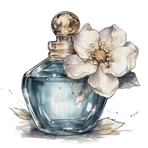 parfum, bouteille, fleurs, perfume, bottle, blue - Gratis animerad GIF