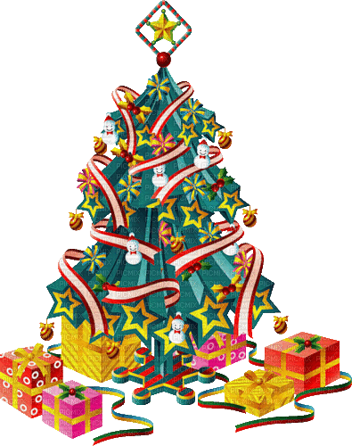 Weihnachten, Tannenbaum, Geschenke - 無料のアニメーション GIF