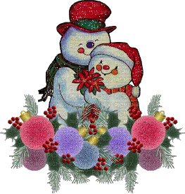 Snowcouple with Ornaments - Free animated GIF