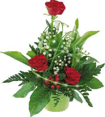 patymirabelle muguet et roses rouges - GIF animado gratis