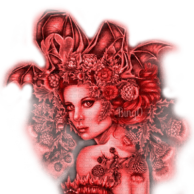 Y.A.M._Gothic Fantasy woman red - ingyenes png
