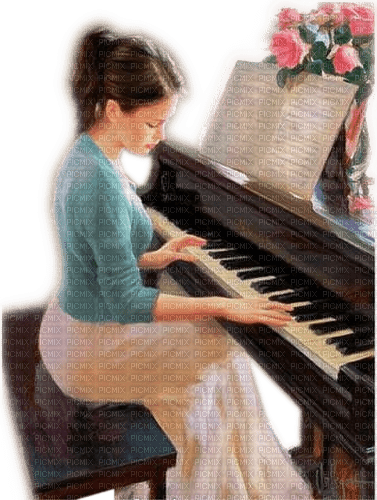 Rena Vintage Woman Klavier Piano Frau - 無料png