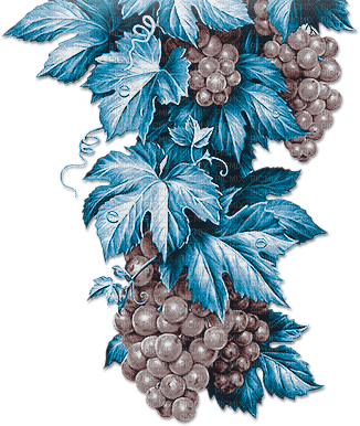soave deco autumn branch grapes vintage blue - фрее пнг