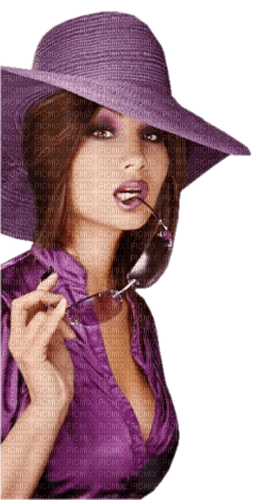 Woman Glasses Violet Brown Hat - Bogusia - фрее пнг