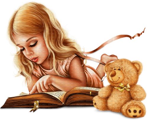 Children. Girl reading book. Leila - ilmainen png