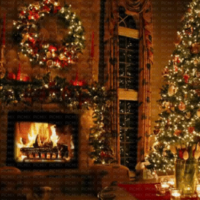 Christmas Fireplace Background - GIF animé gratuit