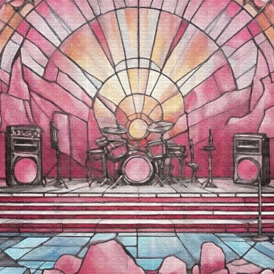 Pink Stained Glass Music Stage - gratis png