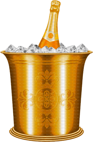 Bucket.Ice.Champagne.Bottle.Gold - png gratuito
