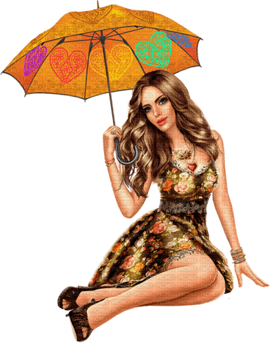 femme, parasol,autumn, Pelageya - PNG gratuit