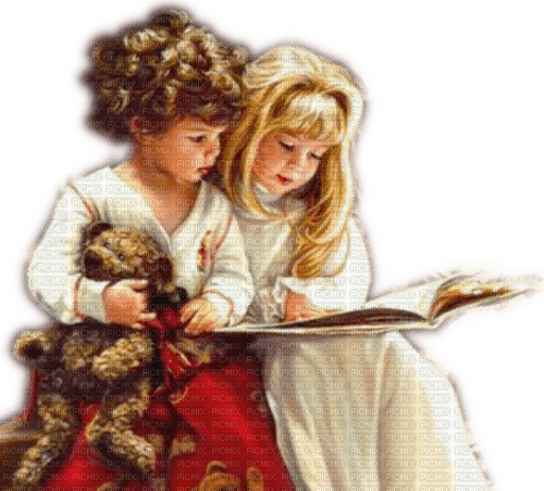 Rena Vintage Kinder Childs Girls Lesen - png ฟรี