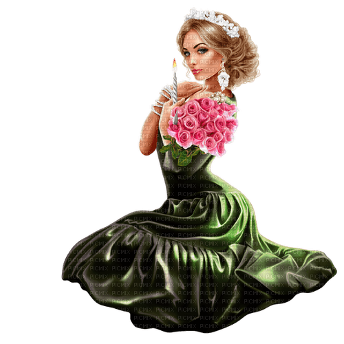 woman in green by nataliplus - png gratuito