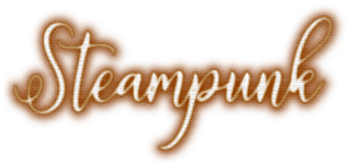 Steampunk.Text.Neon.White.Brown - By KittyKatLuv65 - gratis png
