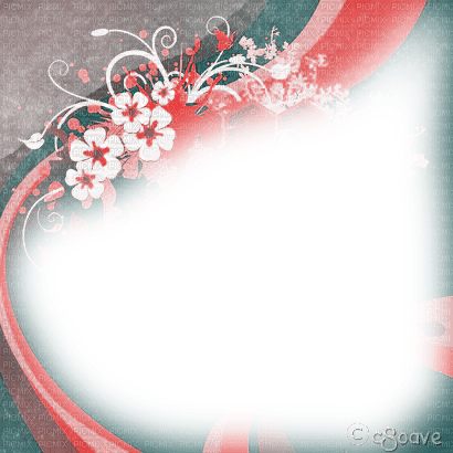 soave frame flowers spring abstract pink teal - Free PNG