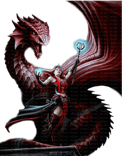 fantasy woman and dragon nataliplus - png ฟรี