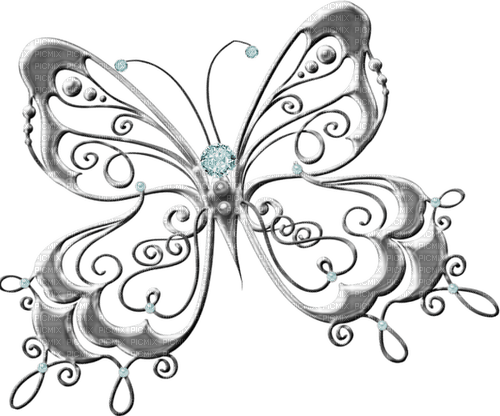 kikkapink deco scrap silver butterfly - бесплатно png