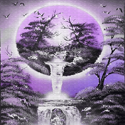 soave background fantasy surreal waterfall purple - Free animated GIF
